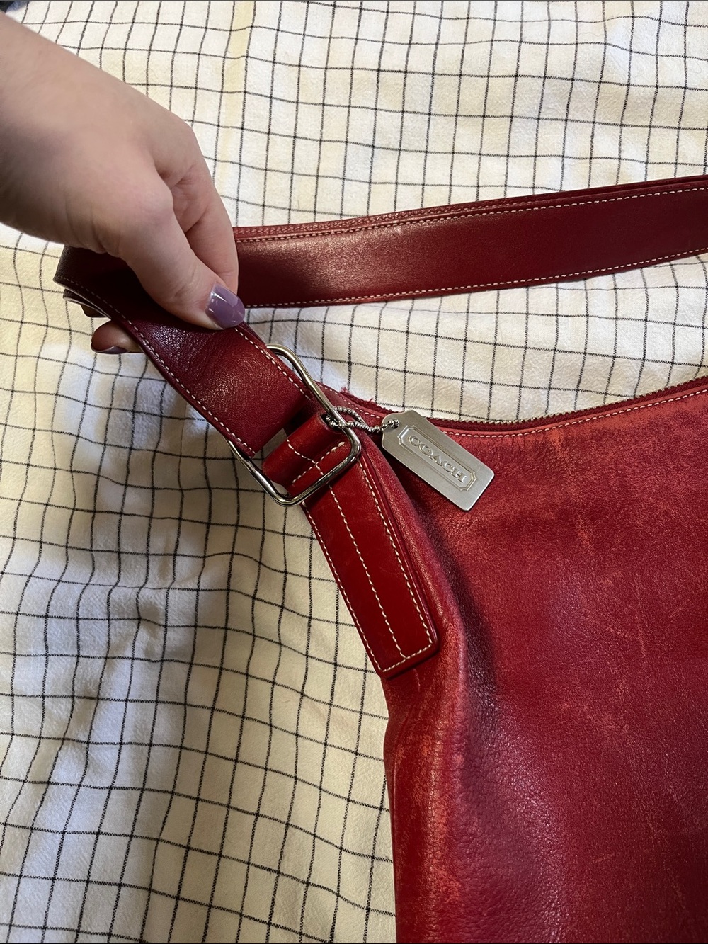 Vintage Red Coach Shoulder Bag - Picture 3 of 6